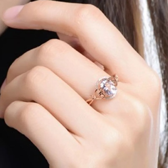 New Women’s Rose Gold Plated Diamond Ring - Picture 6 of 6